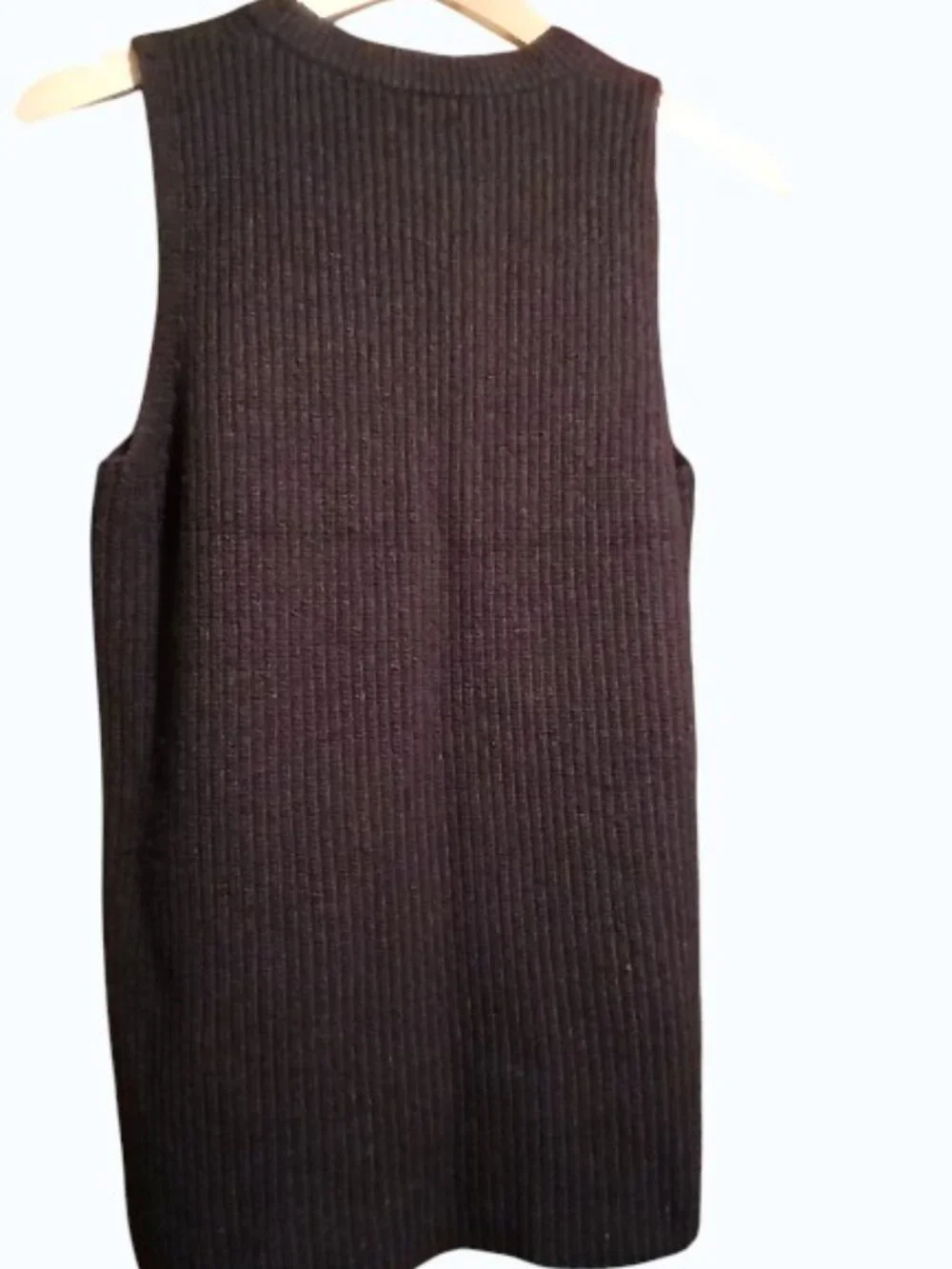 J. CREW Black Crew Neck Sleeveless Ribbed Wool Sweater Vest